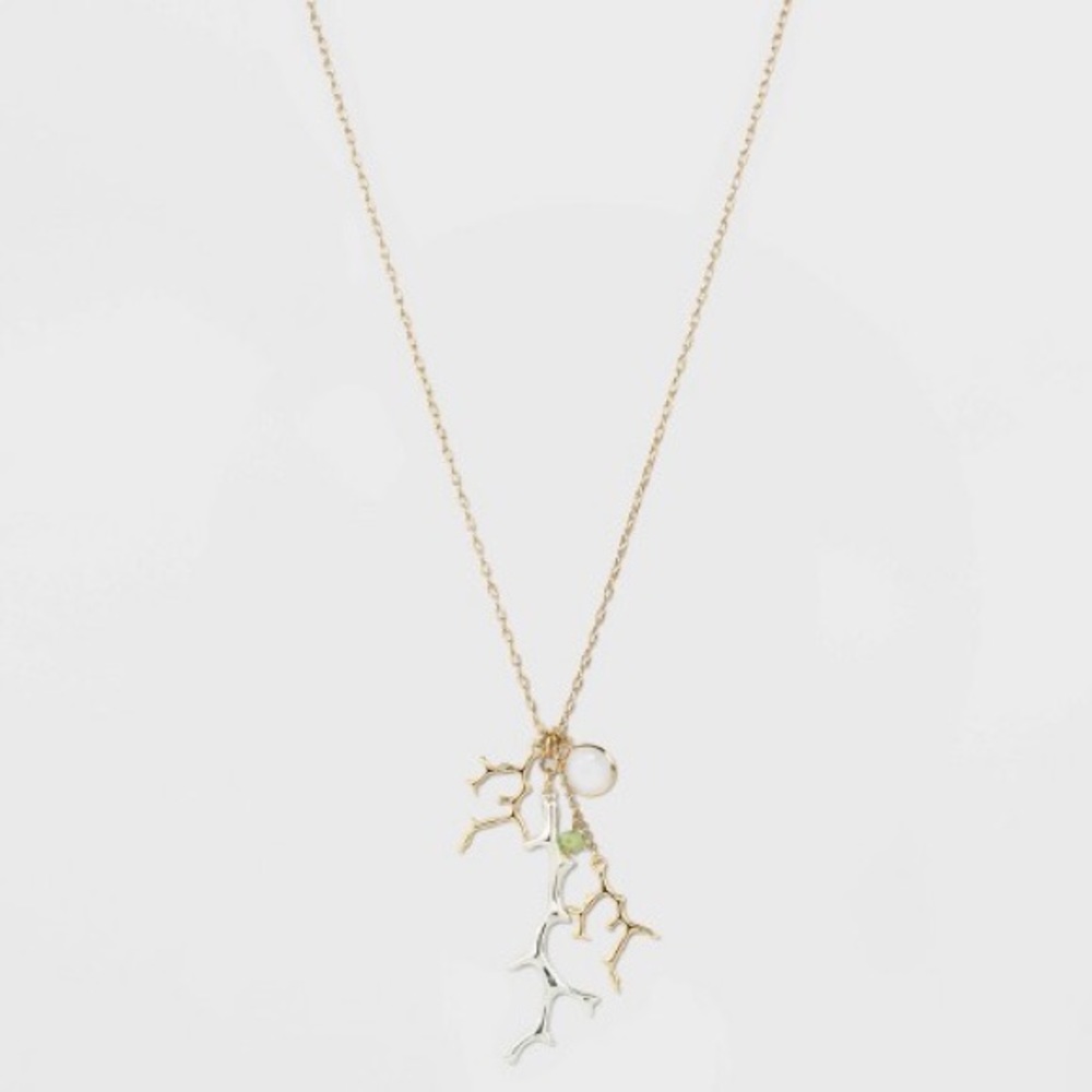 A New Day Mixed Metal Mystic Tree Branches Opera Length Gold Tone Charm Necklace